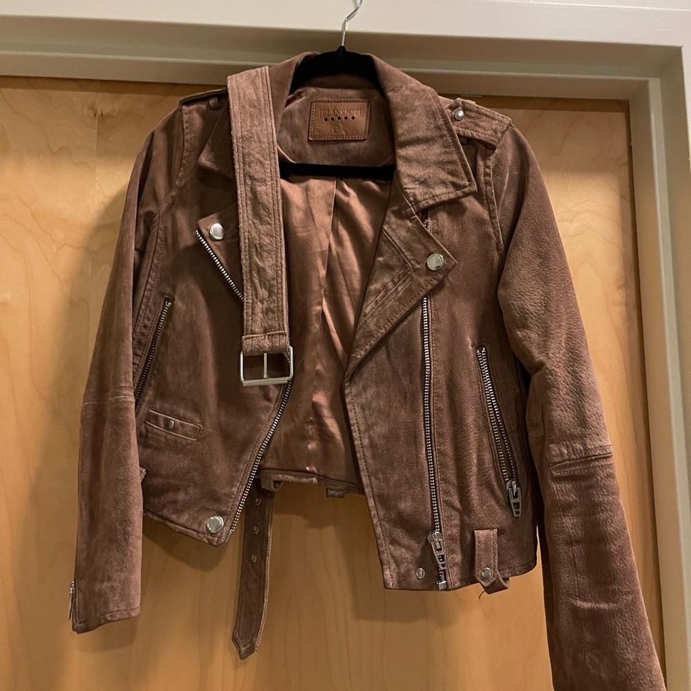 Blank NYC tan suede moto jacket